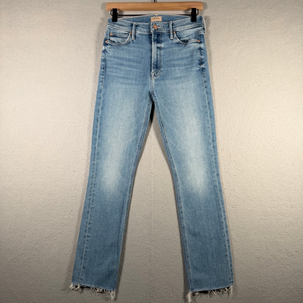Mother The Mid Rise Dazzler Ankle Fray Jeans Riding The Cliffside Size 27
